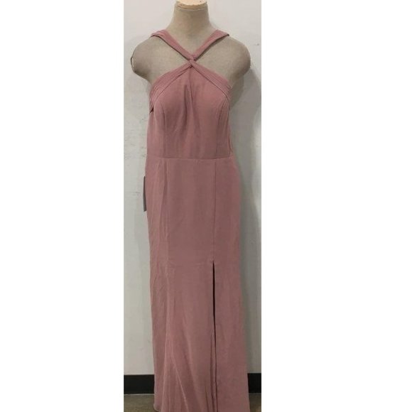 Azazie Rue A-L Halter Thigh High Slit Formal Dress Size CUSTOM - Picture 7 of 8